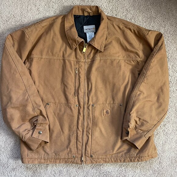 Carhartt Heavy Canvas Jacket Brown Duck Quilted Insulated 378-51 Barn Chore XXLR